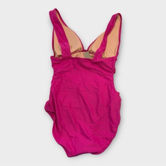 J.Crew Women’s Ruched V Neck One Piece Swimsuit Radiant Fuchsia BC116 Size 2 NEW - Picture 6 of 15